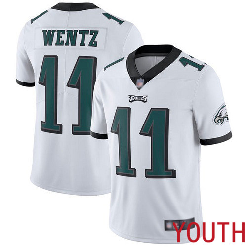 Youth Philadelphia Eagles #11 Carson Wentz White Vapor Untouchable NFL Jersey Limited Player Football
